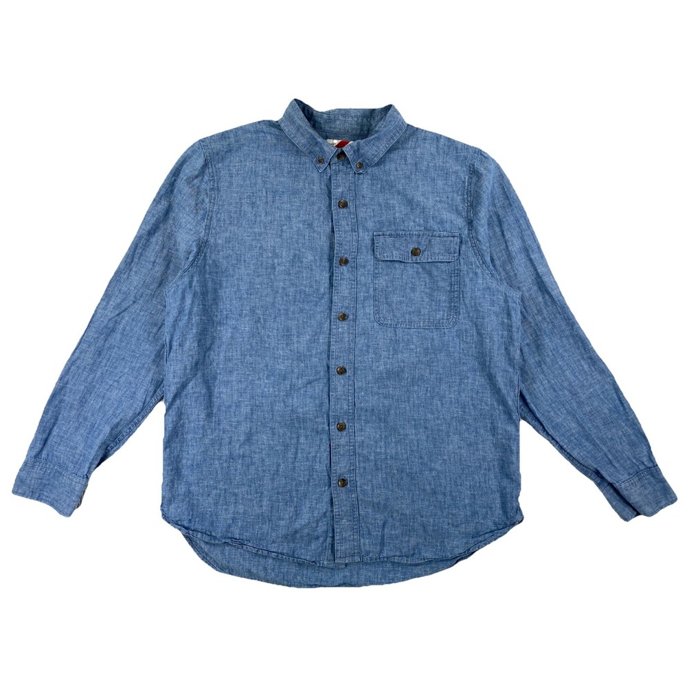 Best Made Co Linen Cotton‎ Button Down Shirt Men's Large Blue Single Pocket
